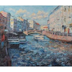 petersburg painting cityscape original art oil canvas artwork impressionism urban landscape