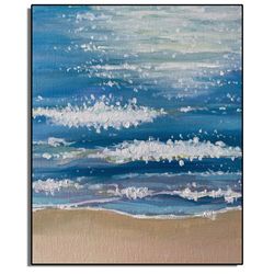 Ocean Original Wall Art / Sandy Beach Original Painting / Sea Wall Art / Sea Abstract Painting / Water Painting