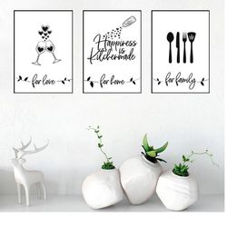Kitchen Wall Decor Modern Prints Kitchen Signs Kitchen Quotes Wall Art Printable Kitchen Print Set of 3 Dining Room Wall