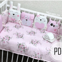 Baby bedding crib sets girl tutorial, 7in 1, Toddler bed set, Newborn bed set, Toddler bed bumper