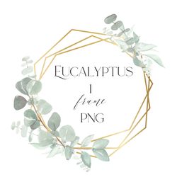 watercolor eucalyptus frame, floral frame png