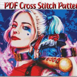 Harley Quinn Cross Stitch Pattern / The Suicide Squad Cross Stitch Pattern / Joker Embroidery Pattern /Instant PDF Chart
