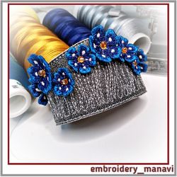 ITH embroidery design Jewelry bracelet with FSL flowers