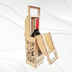 Wine box holder with 2 pattern, design laser cut. Glowforge Svg files, drawing laser cutting.