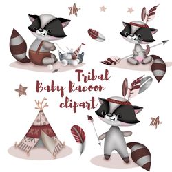 baby racoon watercolor png, racoon clipart, cute racoon. tribal animals, watercolor clipart, nursery wall decor,
