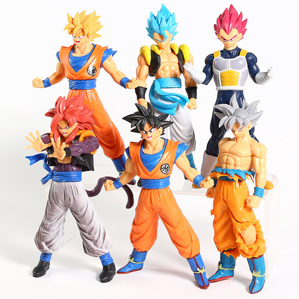 6PC Dragon Ball Z Figures Set Saiyan Goku Son Blue Gokou Vegeta Broly 7in.  Dragon Ball Super DBS Anim Cartoon Figure (Bulk Package) 