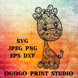 giraffe svg, zentangle svg, animal svg, mandala svg