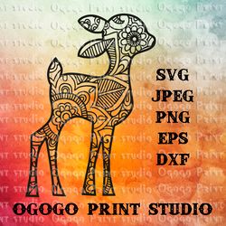 Fawn SVG, Zentangle Svg, Woodland Animal svg, Deer SVG