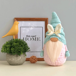 Spring bunny gnome, Easter decor for tiered trays, Plush gnome