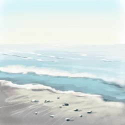 beach art digital art printable digital drawing seascape zandvoort north sea artwork