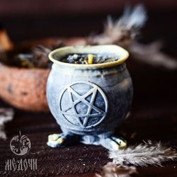 Silicone Mold for Candle a Pot with Star of Devil. Pentagram Candle, Mold of Inverted Star Cauldron Witch