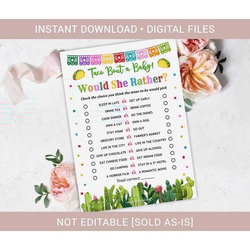 Would She Rather Game Taco Bout Baby Shower