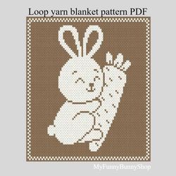 loop yarn finger knitted bunny and carrot blanket pattern pdf download