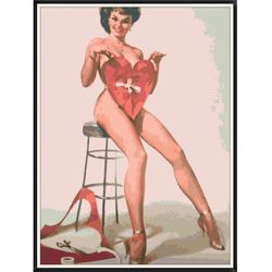 pin up girl / cross stitch / vintage digital pattern pdf / #024