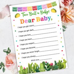 Best Wishes for Baby Taco Baby Shower Game, Taco Bout Baby Shower Dear Baby Advice And Wishes Taco Bout A Baby Shower
