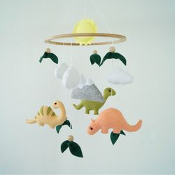 Dinosaur mobile, baby mobile, dino mobile, jungle nursery mobile, crib mobile, dinosaur theme room, baby shower gift