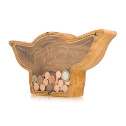 Wood piggy bank star ALIEN Baby shower gift Montessori wooden wars toy big ears for girl boy kids child Adult money box