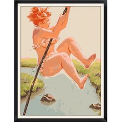 pin up girl / cross stitch / vintage digital pattern pdf / #027