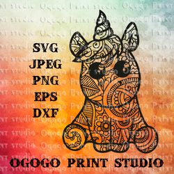 Unicorn SVG, Zentangle SVG, Mandala svg, Magic animal svg