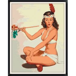 pin up girl / cross stitch / vintage digital pattern pdf / #028