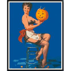 pin up girl / cross stitch / vintage digital pattern pdf / #029