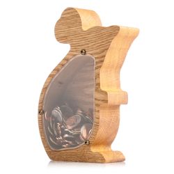 Wood piggy bank for boys girls adult RAT Montessori toy Wooden coin banks mouse Personalized tip jar  Money box frame