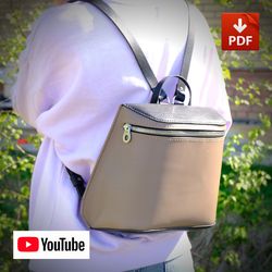 PDF leather pattern - Women's leather backpack. BG15