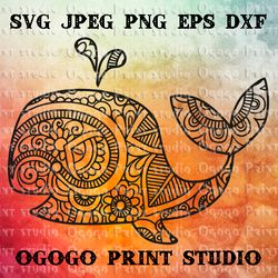 Whale SVG, Zentangle SVG, Sea animal SVG, Baby svg