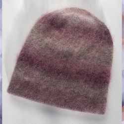 double beanie hat made of mohair and angora.