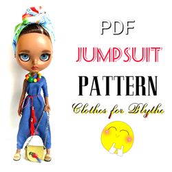 Clothes for Blythe. Pattern of jumpsuit for a blythe doll..