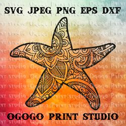 Starfish SVG, Zentangle SVG, Sea animal SVG, Mandala svg