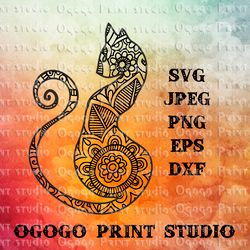 Cat SVG, Mandala svg, Zentangle SVG, Pet svg, Animal svg