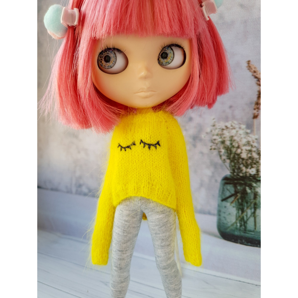 Blythe knit sweater pattern, Tutorial doll sweater, Doll sweater knitting pattern, Blythe doll clothes