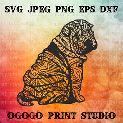 Mandala style Shar Pei SVG, Zentangle svg, Pet svg, Dog Svg