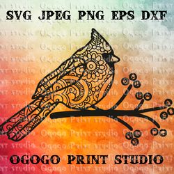 Cardinal SVG, Zentangle SVG, Bird svg, Mandala svg
