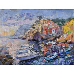 italy painting original artwork landscape riomaggiore