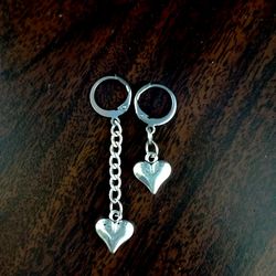 asymmetrical silver heart earring shinigami silver heart death earrings anime cosplay costume anime lover gift idea