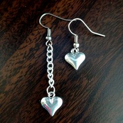 asymmetrical silver heart earring shinigami silver heart death earrings anime cosplay costume anime lover gift