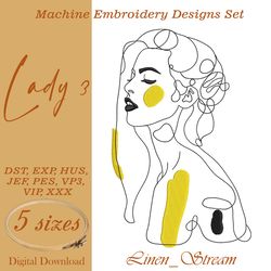 Lady 3 Machine embroidery design in 8 formats and 5 sizes