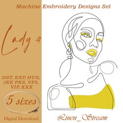 Lady 4 Machine embroidery design in 8 formats and 5 sizes
