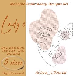 Lady 8 Machine embroidery design in 8 formats and 5 sizes