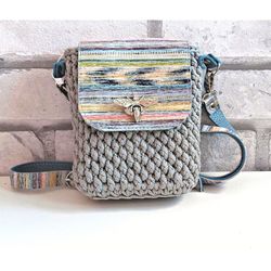 Small cross body phone bag with strap Hands free pouch