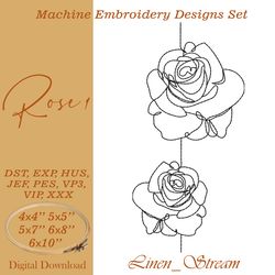 Rose 1 Machine embroidery design in 8 formats and 5 sizes