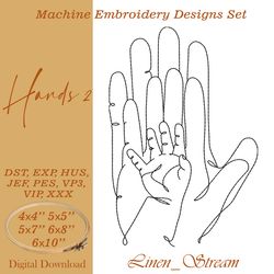 Hands 2. One Machine embroidery design in 8 formats and 5 sizes