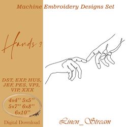 Hands 3. One Machine embroidery design in 8 formats and 5 sizes