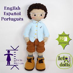 Crochet Doll Pattern, Amigurumi doll pattern, XLarge doll, 24"/61cm, Quique