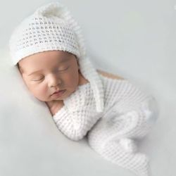 Newborn Baby Girl Boy Jumpsuit Hat Knitted Romper Overalls Photography Props Studio Photo