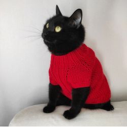 Basic cat sweater Pets jumper Hand knitted cat sweater