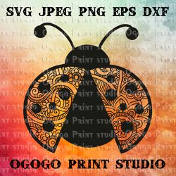 Mandala style Ladybug svg, Lady bug svg, Zentangle SVG