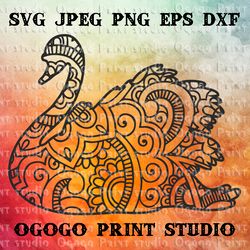 swan svg, zentangle svg, mandala svg, wedding svg, bird svg